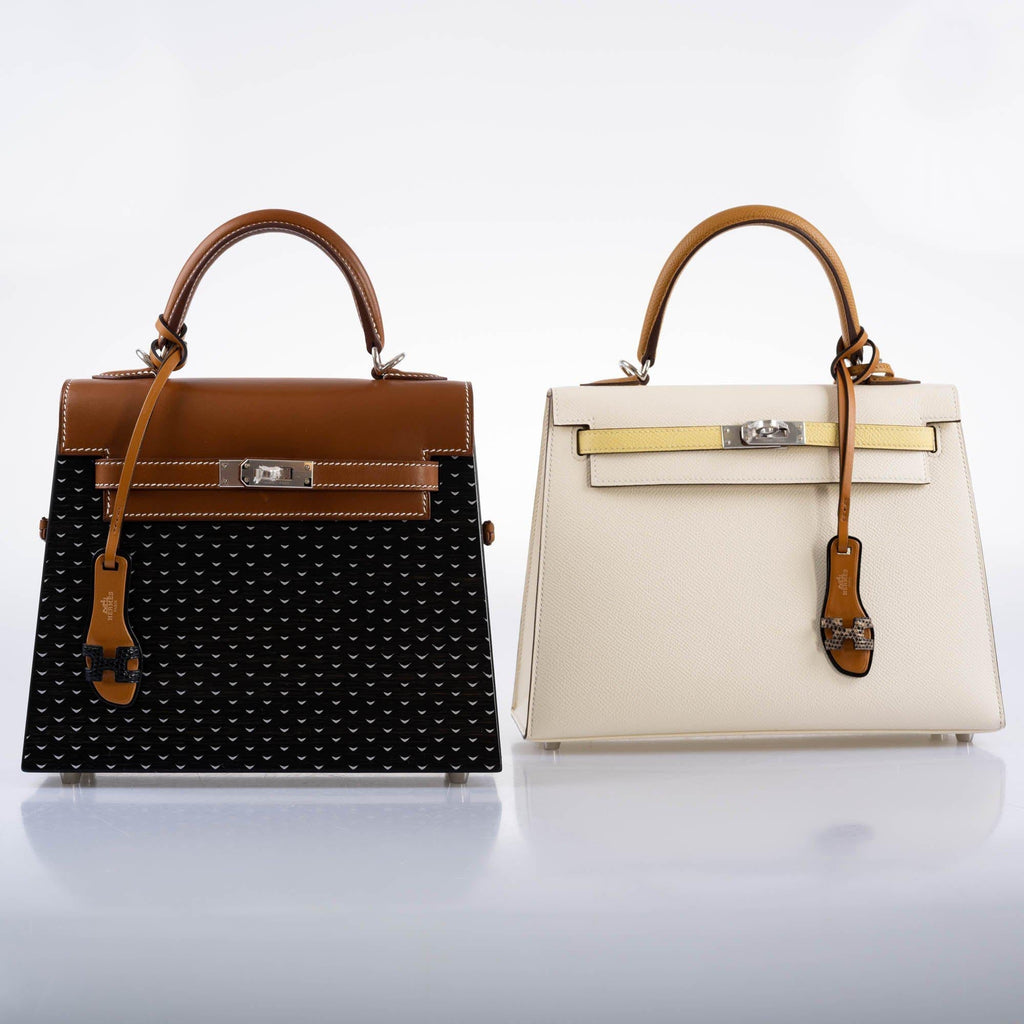 Hermes Kelly Wood 22 Bog Oak, Aluminum & Barenia with Palladium Hardware