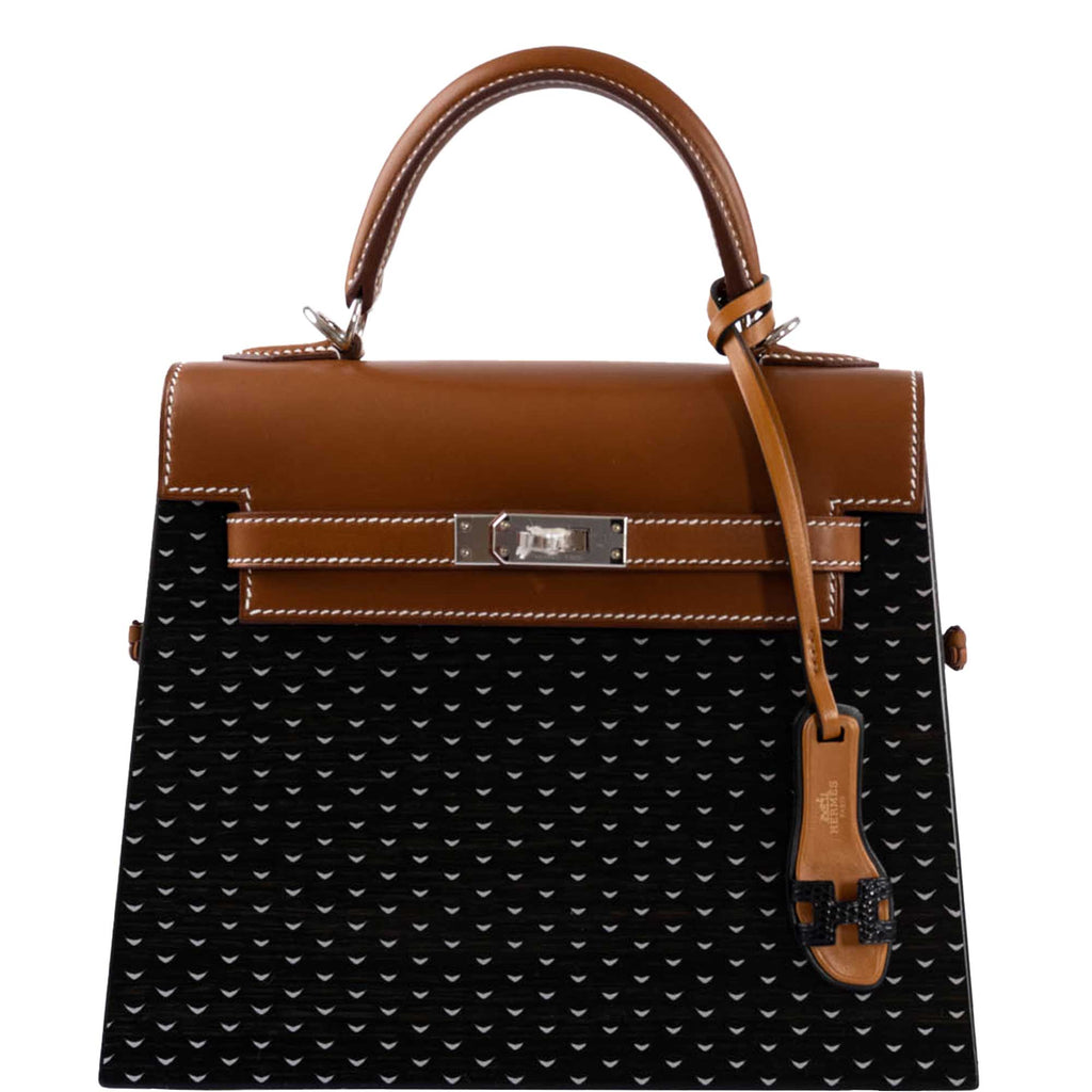 Hermes Kelly Wood 22 Bog Oak, Aluminum & Barenia with Palladium Hardware