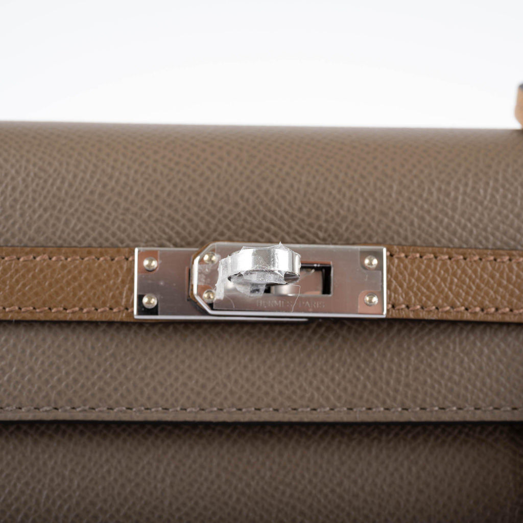 Hermes Limited Edition Sellier Kelly 25 Etoupe, Alezan & Biscuit Epsom with Palladium Hardware