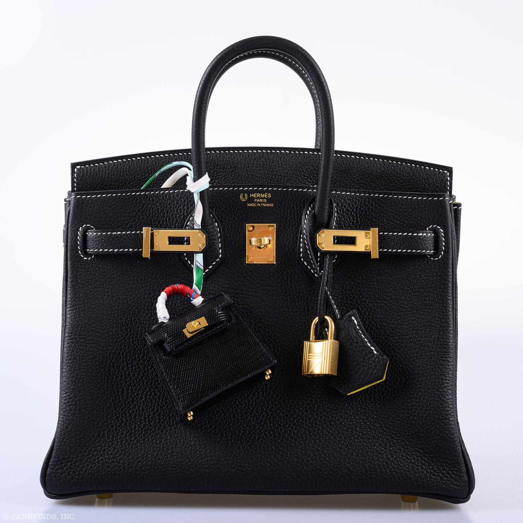 Hermes Micro Kelly Charm Black Lizard Gold Hardware