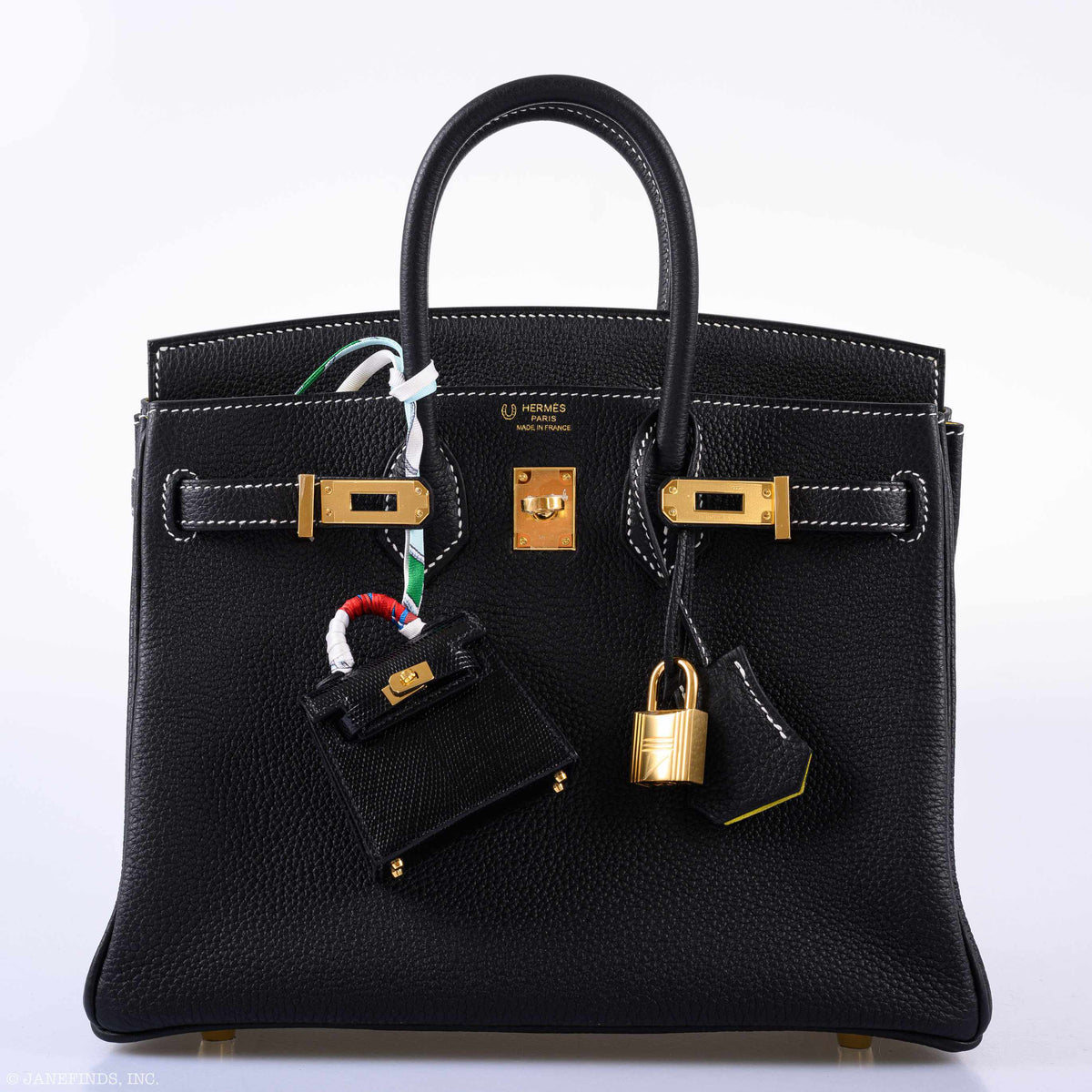 Hermes Micro Kelly Charm Black Lizard Gold Hardware