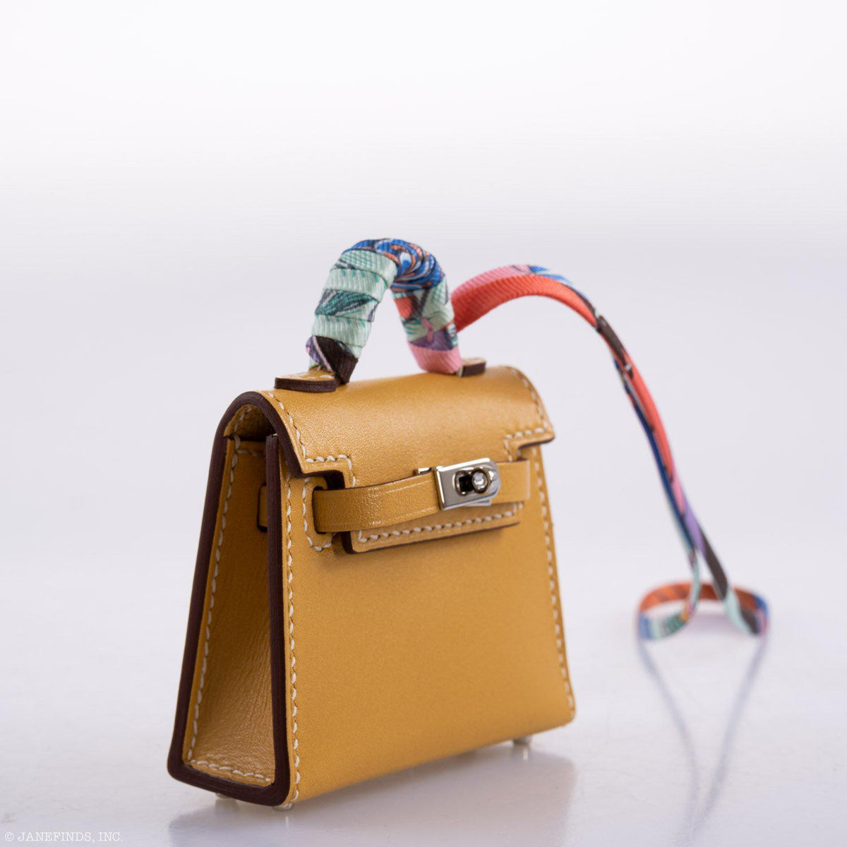 Hermes Micro Kelly Twilly Charm Foine Tadelakt Leather Palladium Hardware
