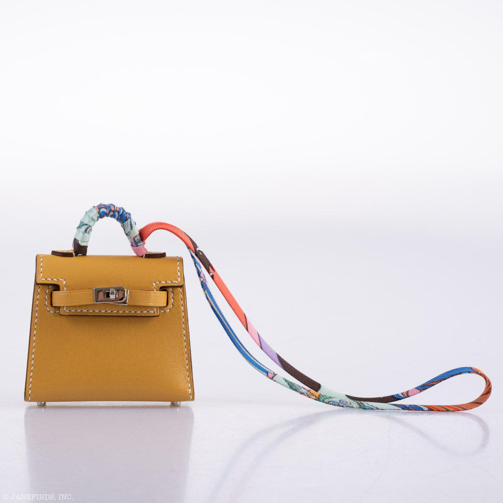Hermes Micro Kelly Twilly Charm Foine Tadelakt Leather Palladium Hardware