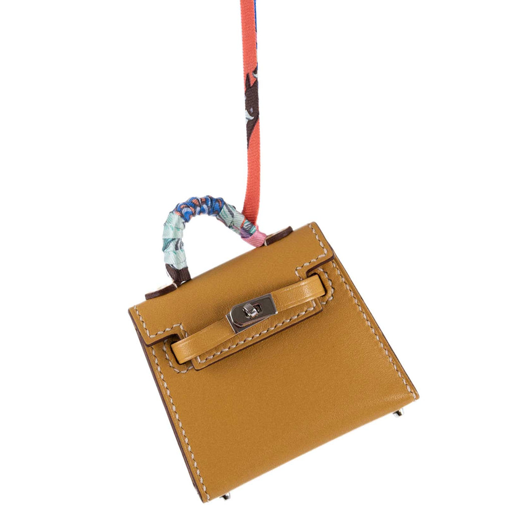 Hermes Micro Kelly Twilly Charm Foine Tadelakt Leather Palladium Hardware
