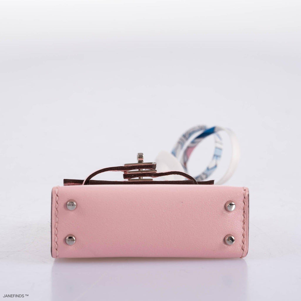 Hermes Micro Kelly Twilly Charm Rose Sakura Tadelakt Palladium Hardware