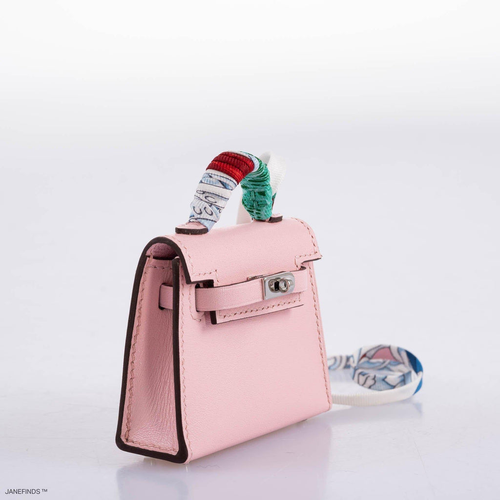 Hermes Micro Kelly Twilly Charm Rose Sakura Tadelakt Palladium Hardware