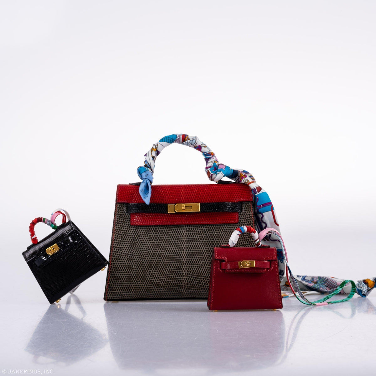 Hermes Micro Kelly Twilly Charm Rouge Vif Tadelakt Leather Gold Hardware