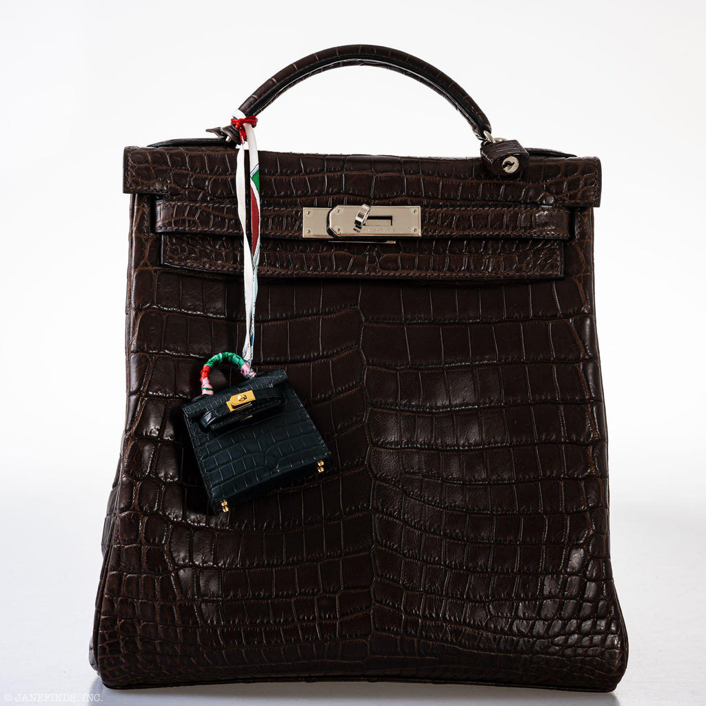 Hermes Micro Kelly Twilly Charm Vert Cyprès Matte Croc Gold Hardware