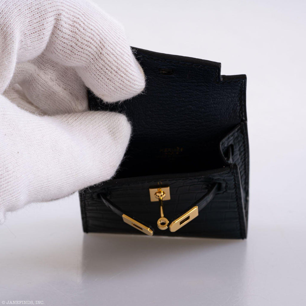 Hermes Micro Kelly Twilly Charm Vert Cyprès Matte Croc Gold Hardware
