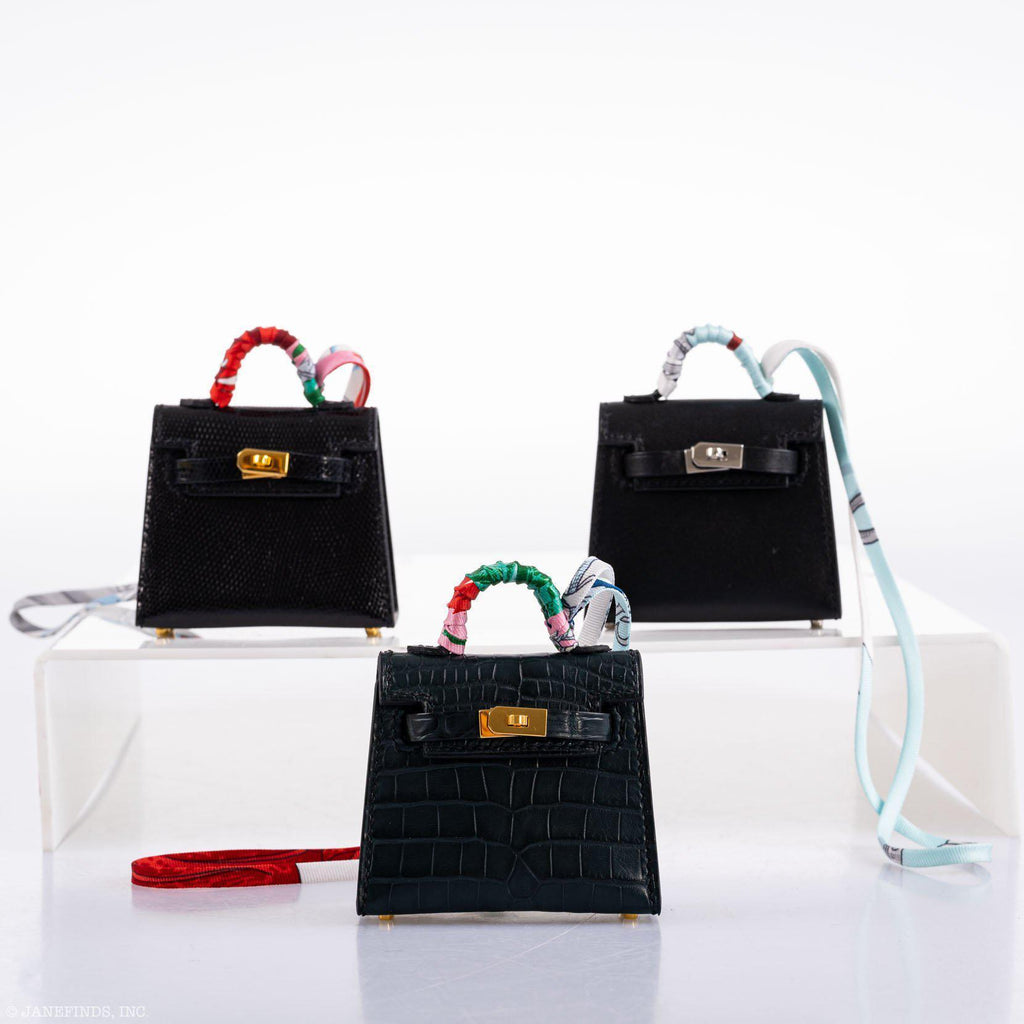 Hermes Micro Kelly Twilly Charm Vert Cyprès Matte Croc Gold Hardware