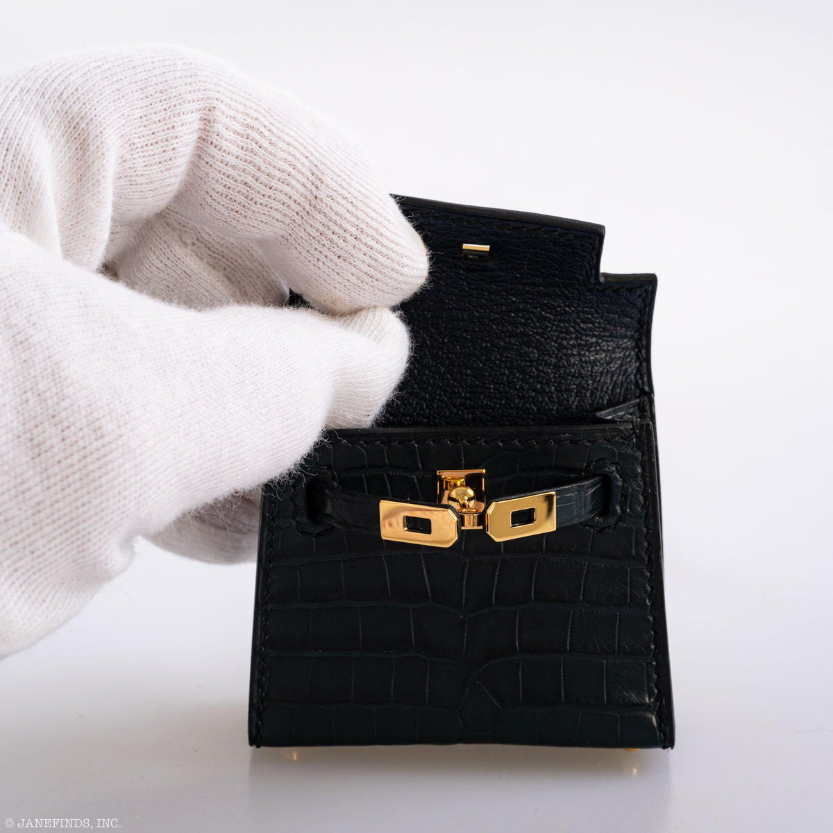 Hermes Micro Kelly Twilly Charm Vert Cyprès Matte Croc Gold Hardware