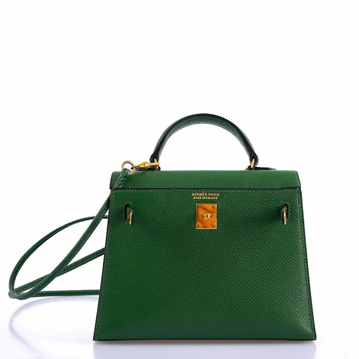 Hermes Mini Kelly 15 Vert Clair Courchevel with Gold Hardware