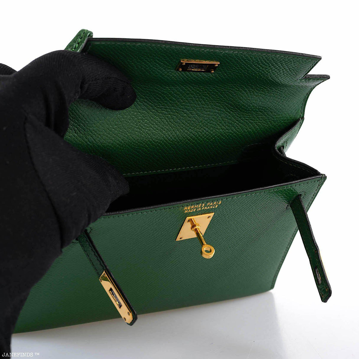 Hermes Mini Kelly 15 Vert Clair Courchevel with Gold Hardware