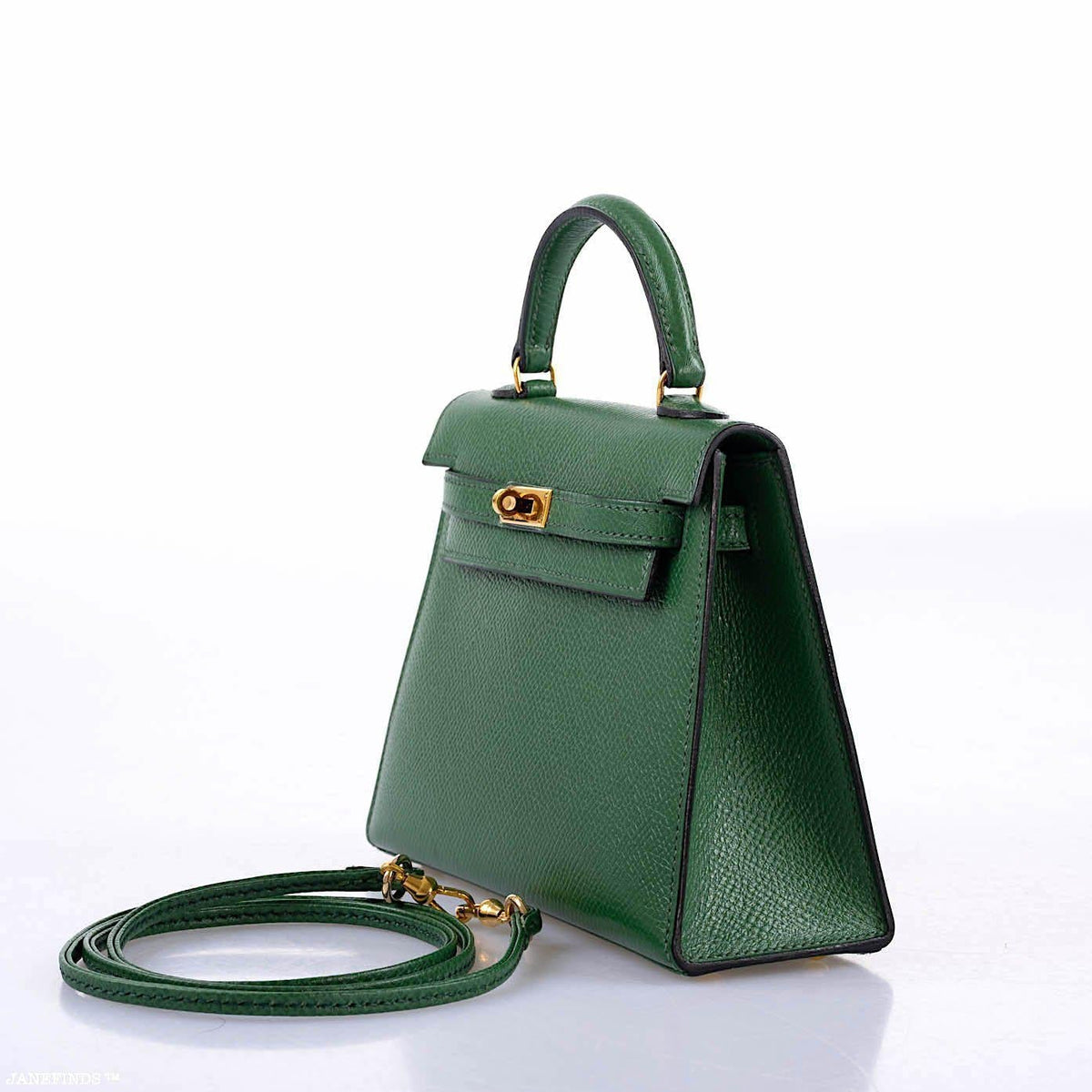 Hermes Mini Kelly 15 Vert Clair Courchevel with Gold Hardware