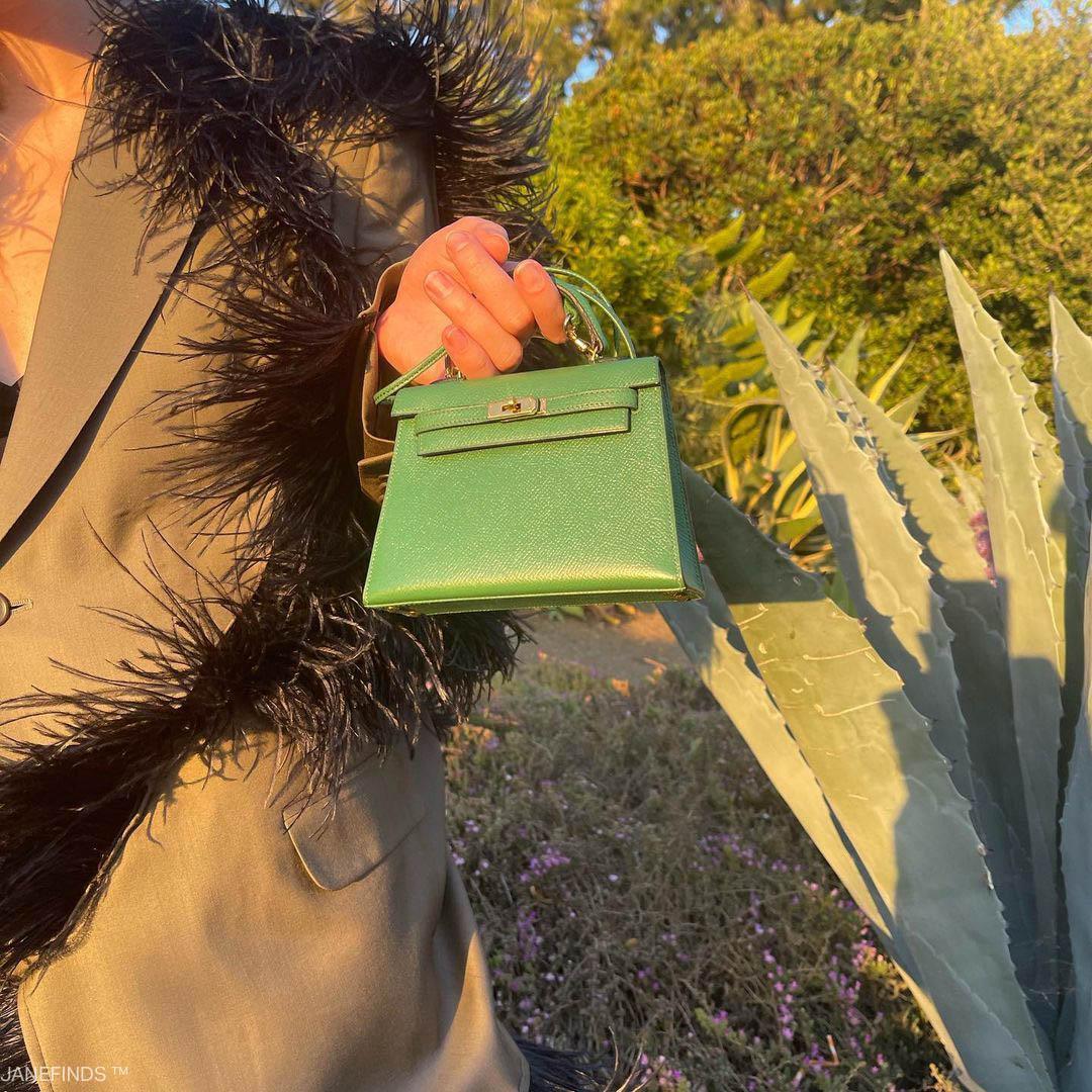 Hermes Mini Kelly 15 Vert Clair Courchevel with Gold Hardware
