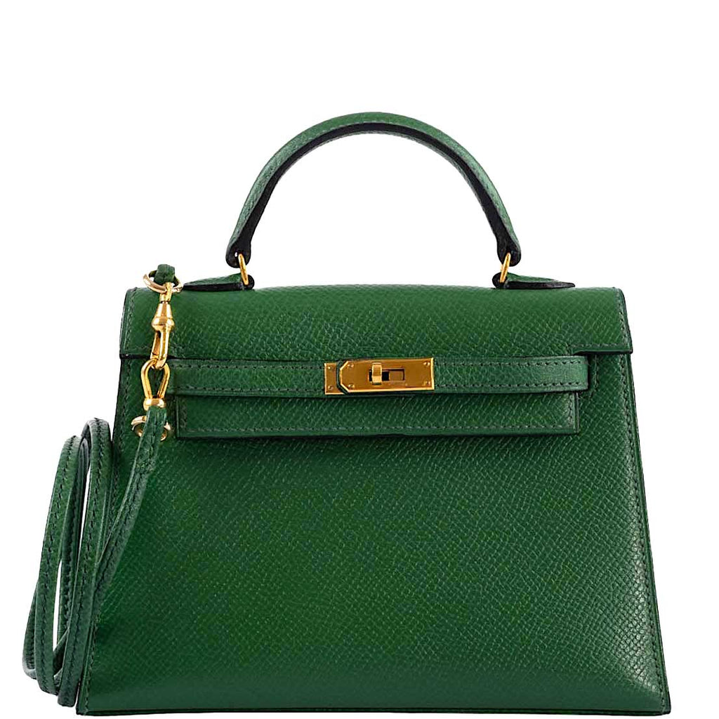Hermes Mini Kelly 15 Vert Clair Courchevel with Gold Hardware