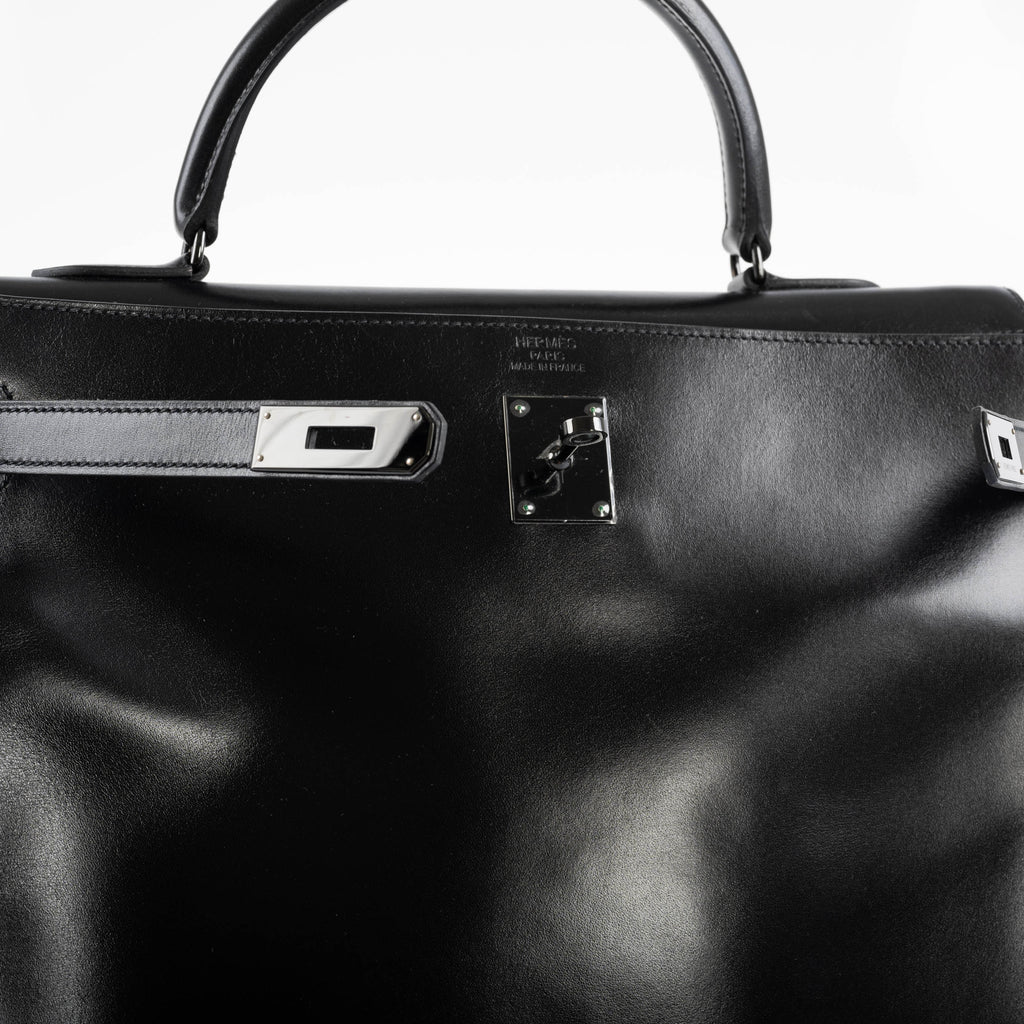 Hermes So Black Kelly 35 Retourne Black Box Leather PVD Hardware