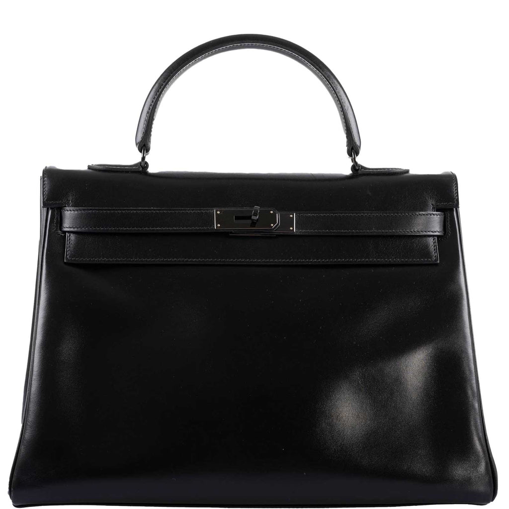 Hermes So Black Kelly 35 Retourne Black Box Leather PVD Hardware