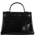 Hermes So Black Kelly 35 Retourne Black Box Leather PVD Hardware