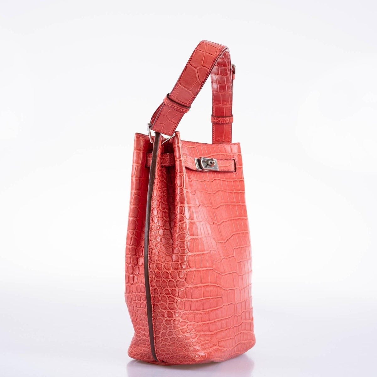 Hermes So Kelly 22 Bougenville Matte Porosus Crocodile Gold Hardware