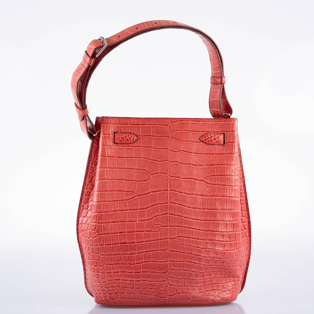 Hermes So Kelly 22 Bougenville Matte Porosus Crocodile Gold Hardware