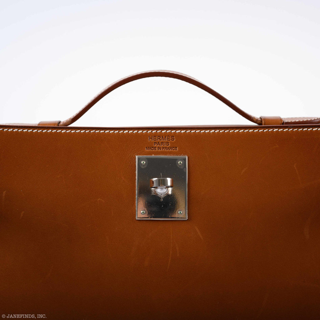Hermes Teddy Kelly Clutch Barenia Leather & Mouton Shearling Palladium Hardware