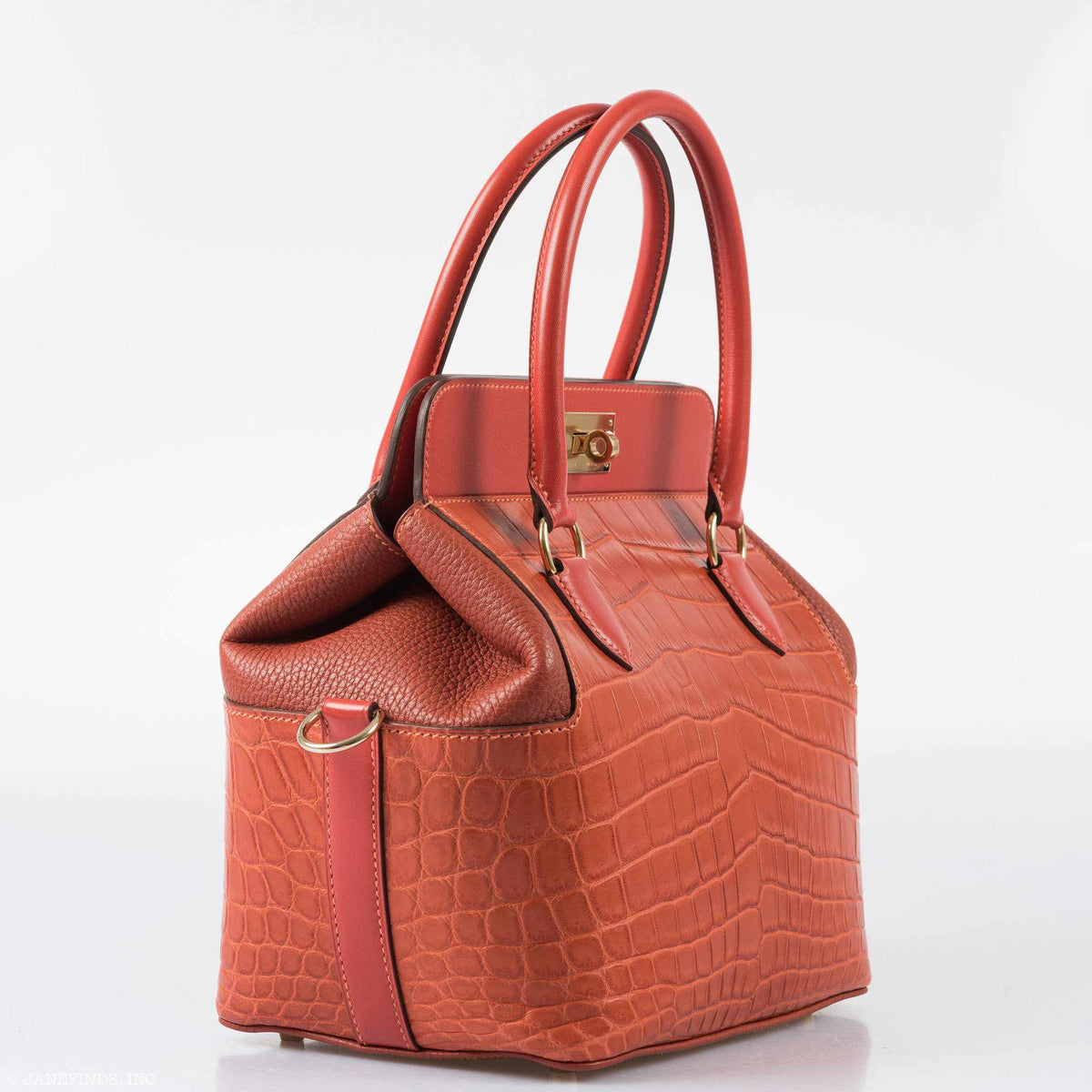 Hermes Toolbox Puzzle 20 Matte Sanguine Niloticus Crocodile & Clemence Permabrass Hardware
