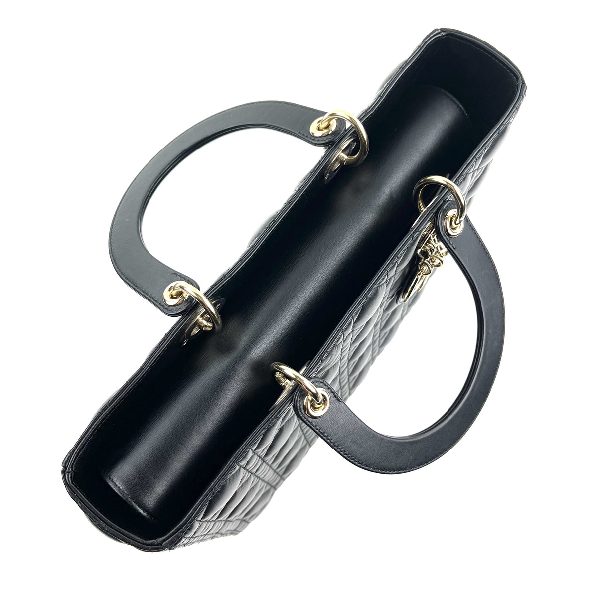CHRISTIAN DIOR Large Cannage Lady Dior w/ Strap
