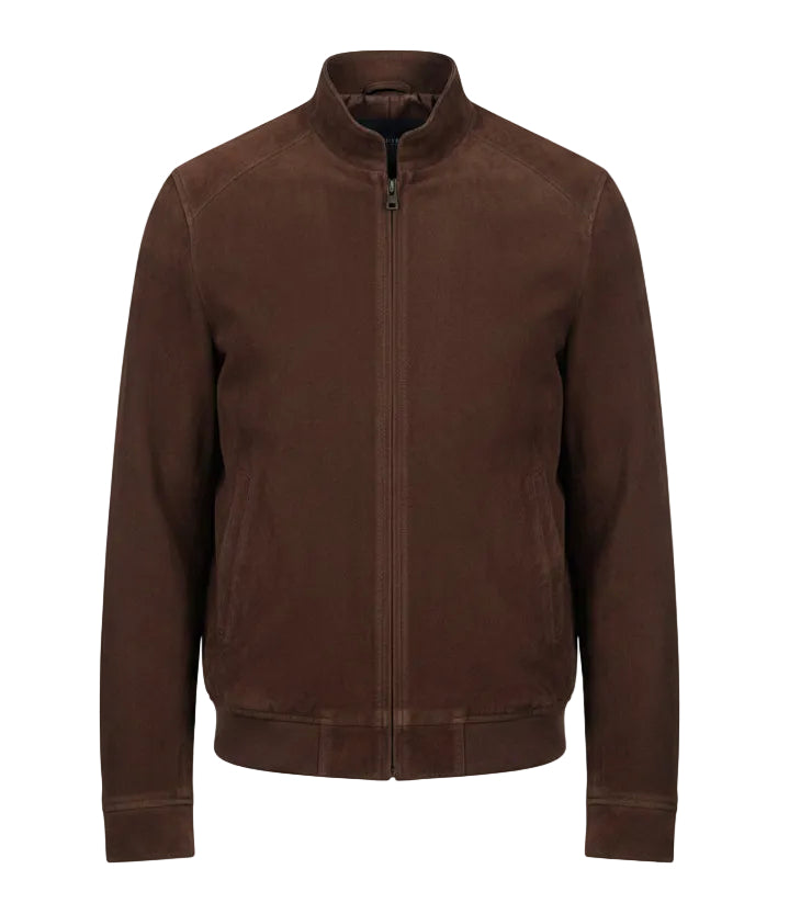 Classic Mocha Suede Bomber Jacket