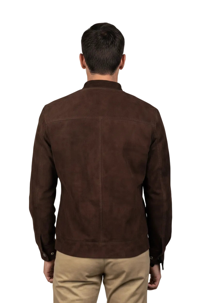 Classic Mocha Suede Bomber Jacket