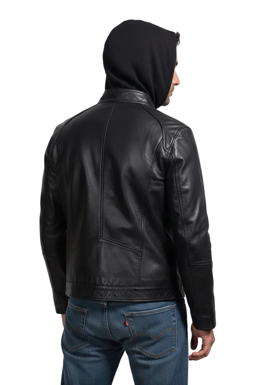 Urban Black Hooded Leather Jacket