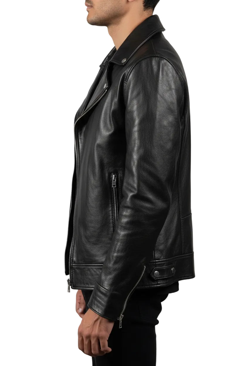 Classic Black Leather Biker Jacket