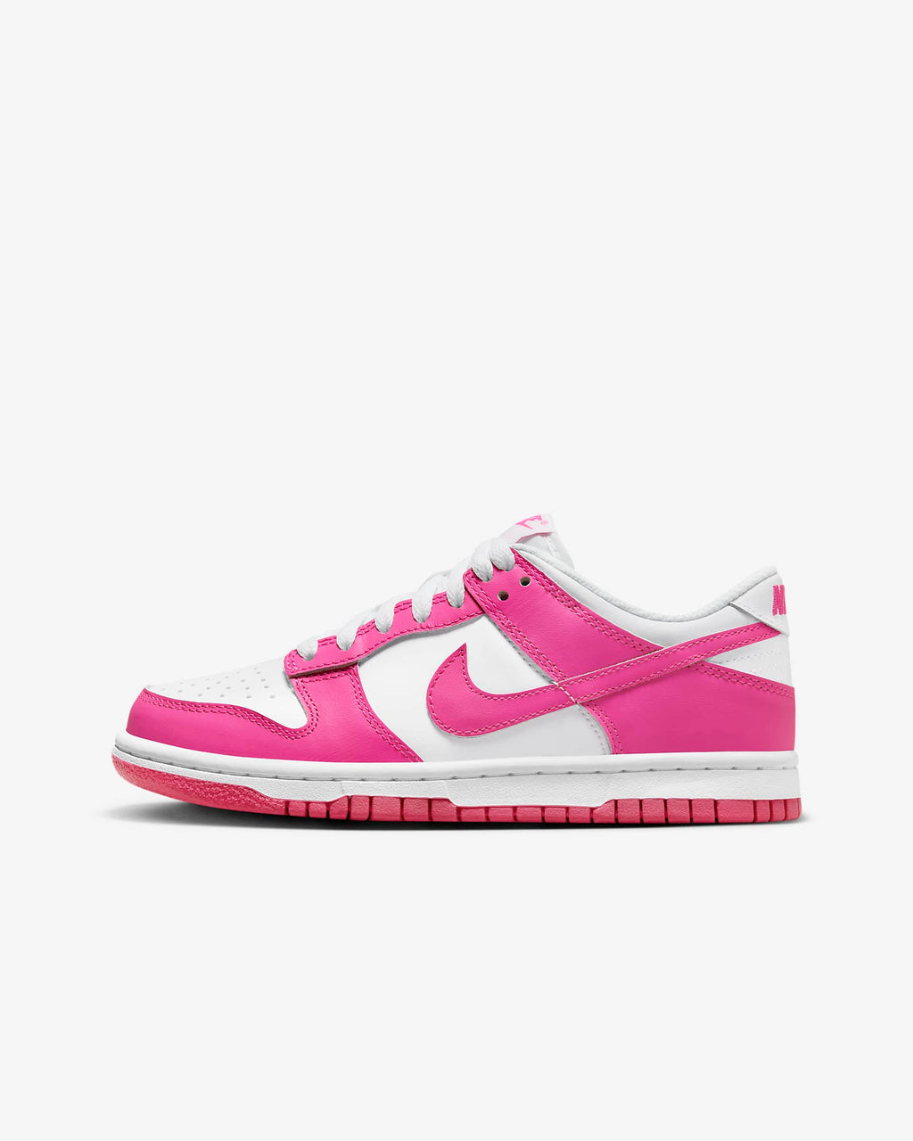 Nike Kids' Dunk Low Shoes - White / Laser Fuchsia