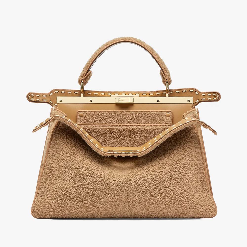 PEEKABOO ISEEU LARGE Beige Sheepskin Bag