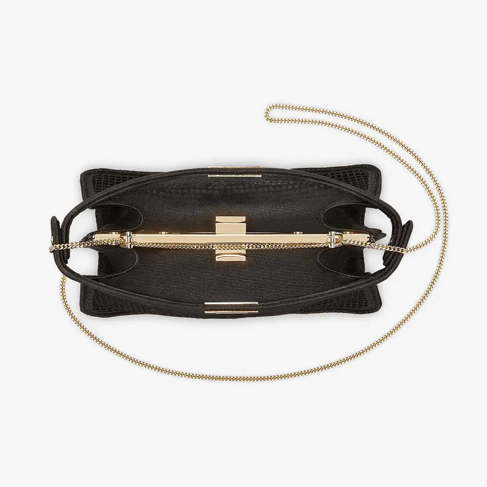 PEEKABOO ISEEU POCHETTE Black Canvas Bag With Embroidery