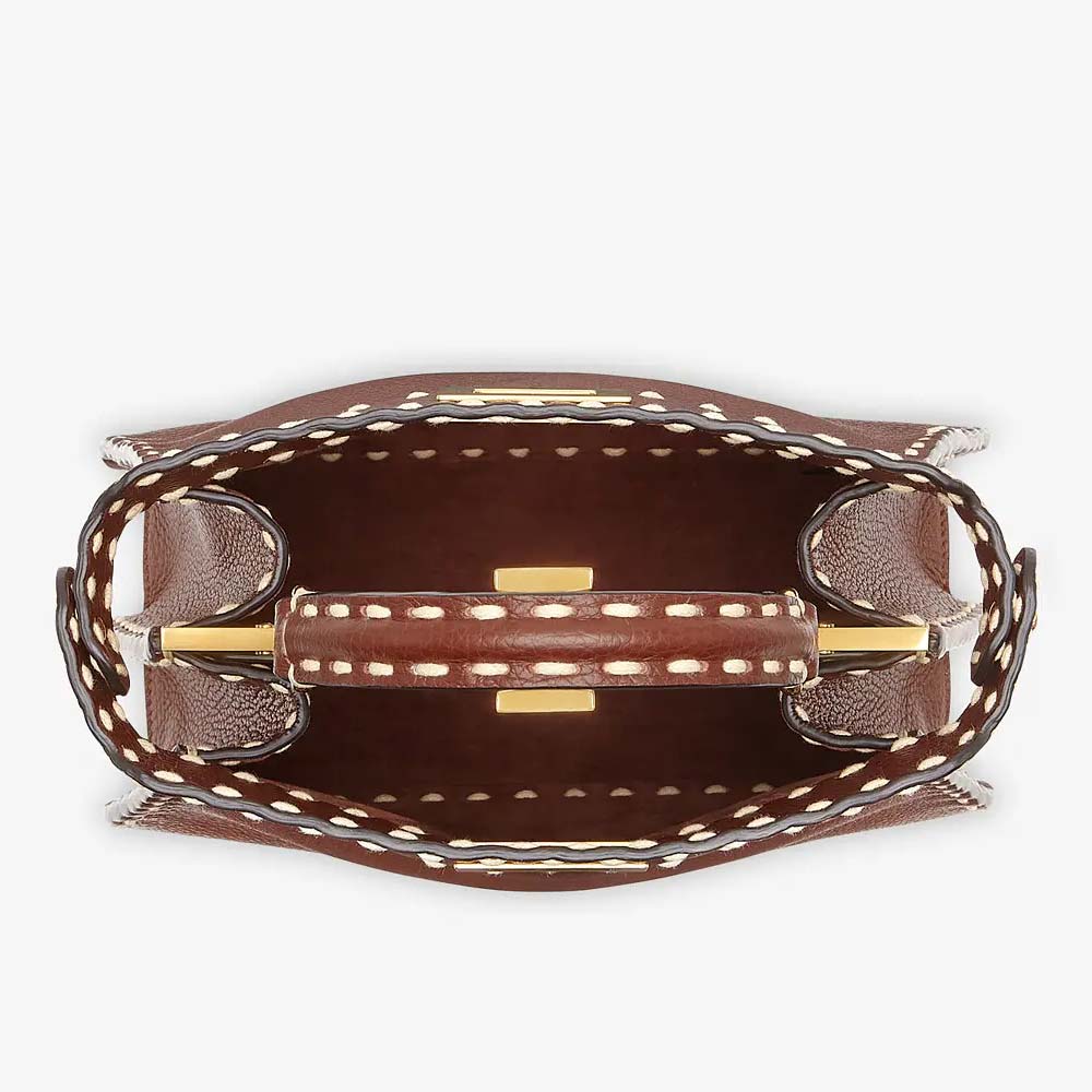 PEEKABOO ISEEU SMALL Brown Full Grain Leather Bag