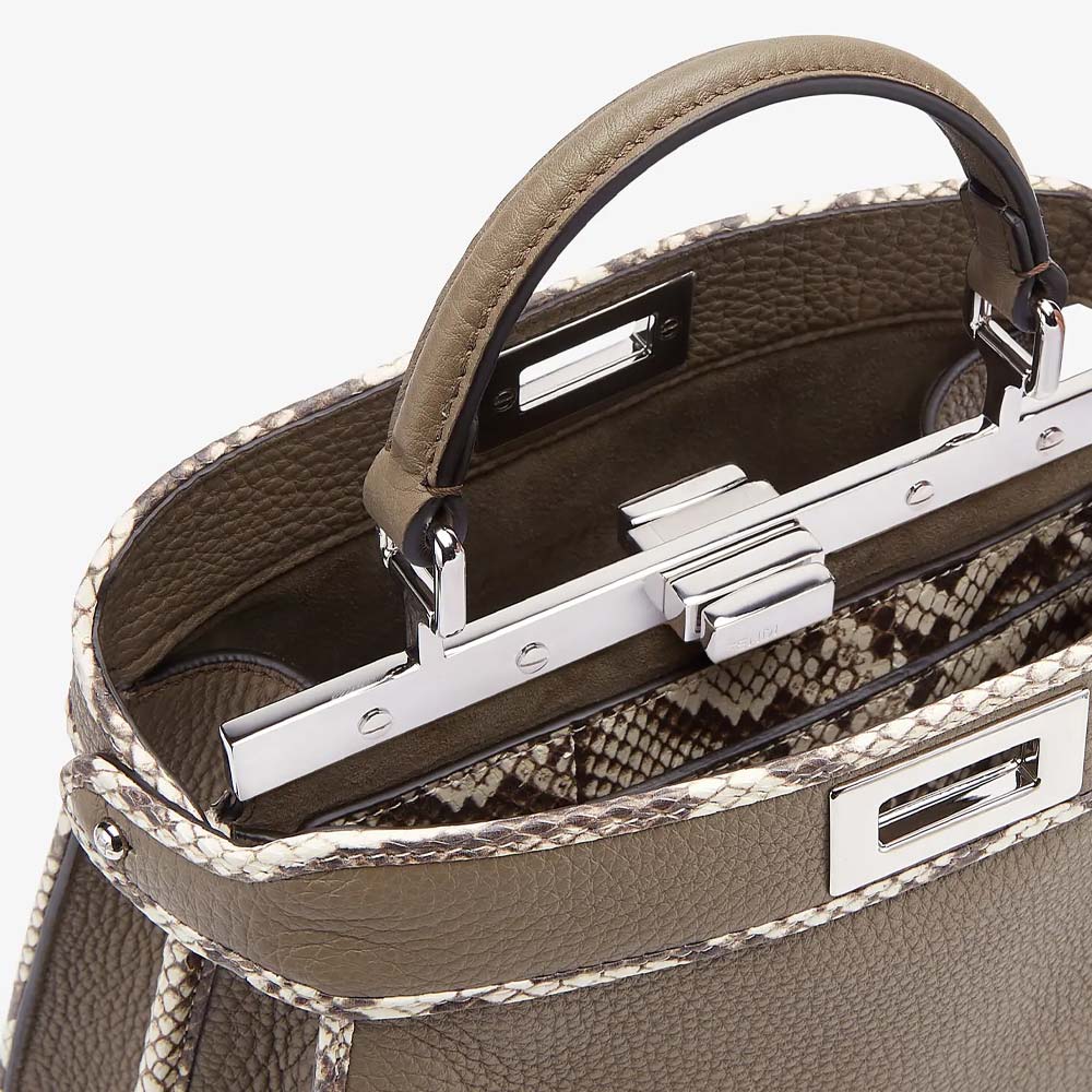 PEEKABOO ISEEU SMALL Grey Full Grain Leather and Elaphe Bag