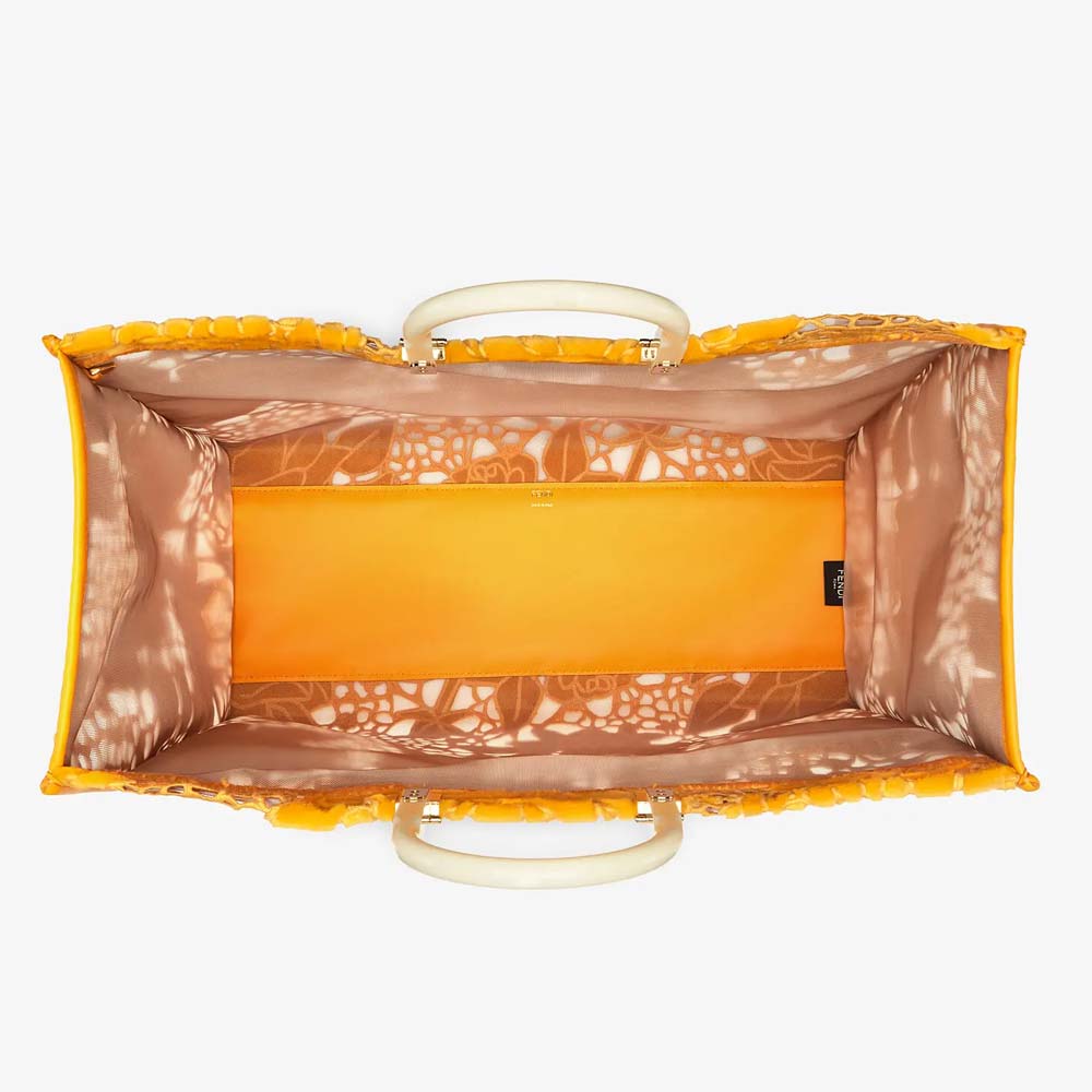 SUNSHINE SHOPPER Orange Embroidered Mink Shopper