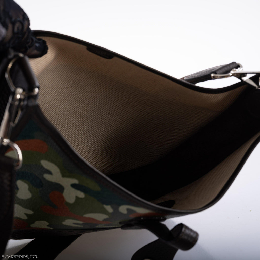 Vintage Hermes Evelyne II Ebene Clemence & Toile Camouflage Painting