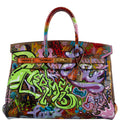 Vintage Hermes ‘Graffiti’ Birkin 35 Custom Painted Box Leather with Gold Hardware