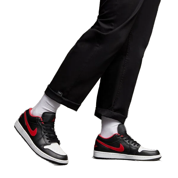 Nike Men's Air Jordan 1 Low Shoes - Black / Fire Red / White